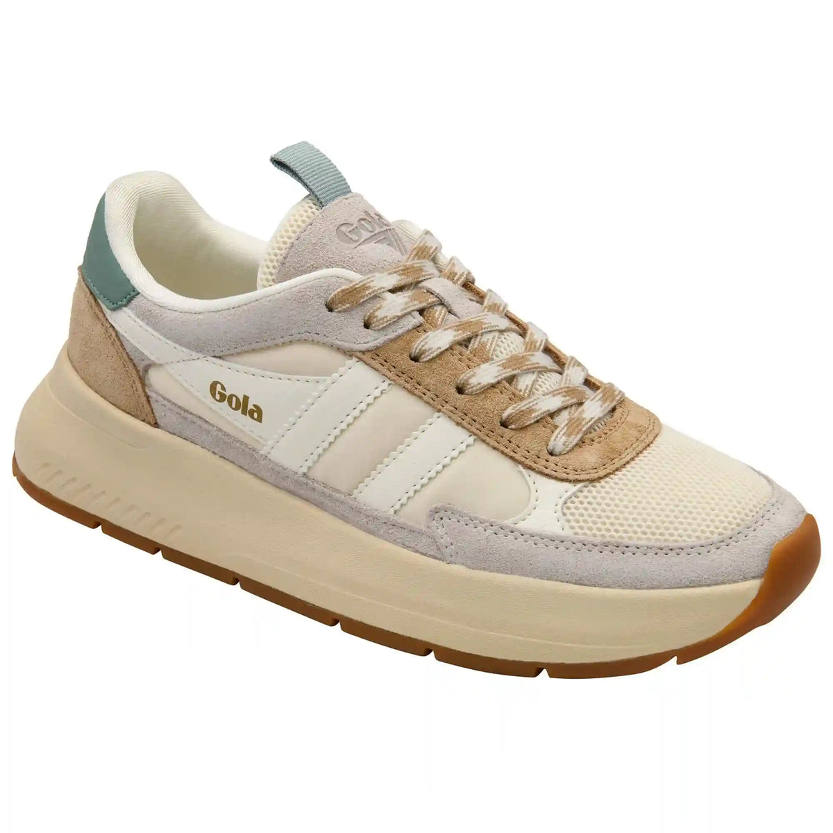 Gola Classics Women's Phoenix Sneakers - Off White/Light Caramel/Green Mist